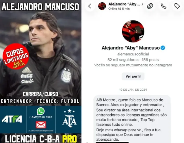 Ex-jogador argentino oferece licenças de técnico a atletas brasileiros